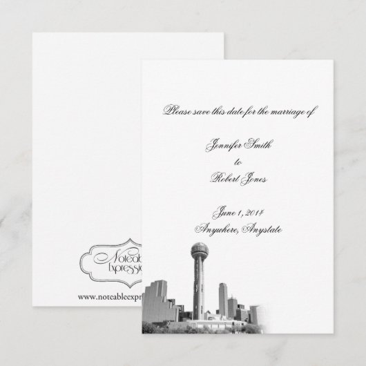 Dallas Destination Wedding Save the Date (Voorkant / Achterkant)