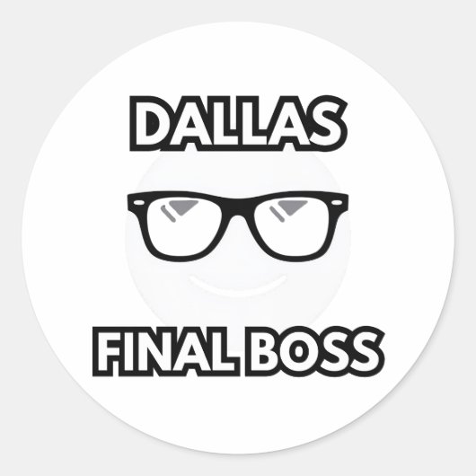 Dallas Eindbaas Cool Emoji Ronde Sticker (Voorkant)