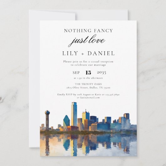 Dallas Elopement Wedding Reception Kaart (Voorkant)