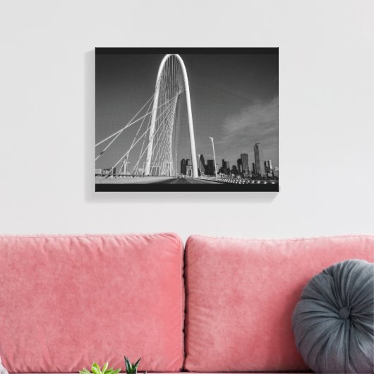 Dallas en Margaret Hunt Hill Bridge Canvas Afdruk (Insitu (Woonkamer))