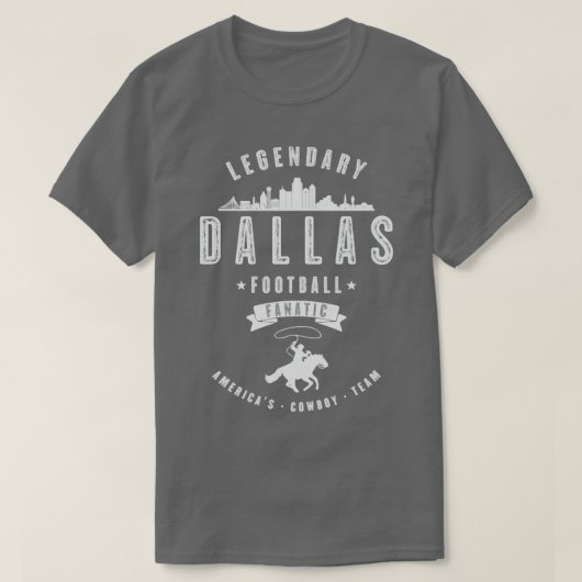 Dallas Football Fanatic White Text T-shirt (Design voorkant)