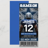 Dallas Football Ticket Birthday Invitation (Voorkant / Achterkant)