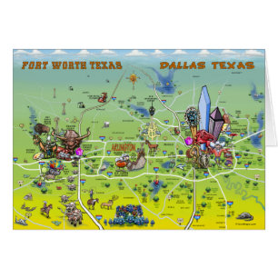 Dallas Fort Worth Cartoon Map