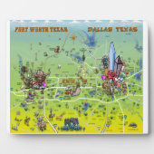 Dallas Fort Worth Cartoon Map Fotoplaat (Voorkant)