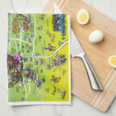 Dallas Fort Worth Cartoon Map Theedoek (Quarter Fold)