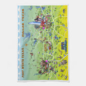 Dallas Fort Worth Cartoon Map Theedoek (Verticaal)