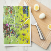 Dallas Fort Worth Cartoon Map Theedoek (Quarter Fold)