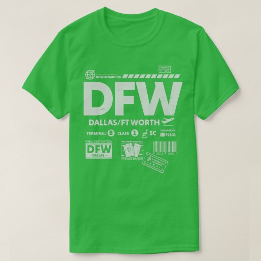  Dallas Fort Worth DFW Airport Code Reizen T-shirt (Design voorkant)