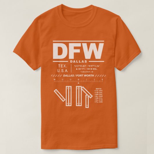 Dallas Fort Worth Int'l Airport DFW T-Shirt (Design voorkant)