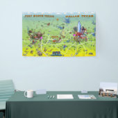 Dallas Fort Worth Texas Cartoon kaart Spandoek (Beurs)
