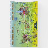 Dallas Fort Worth Texas Cartoon kaart Spandoek (Verticaal)