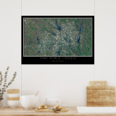 Dallas Fort Worth Texas vanaf ruimtesatellietkaart Poster (Keuken)