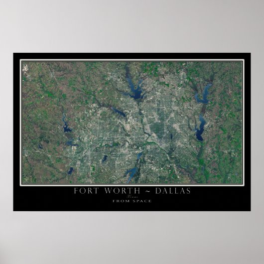 Dallas Fort Worth Texas vanaf ruimtesatellietkaart Poster (Voorkant)