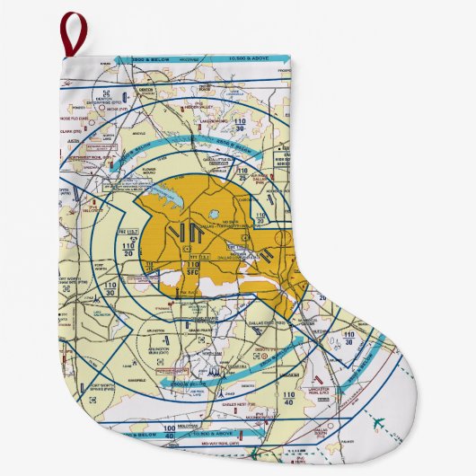Dallas Ft. Worth Flyway Chart Grote Kerstsok (Voorkant)
