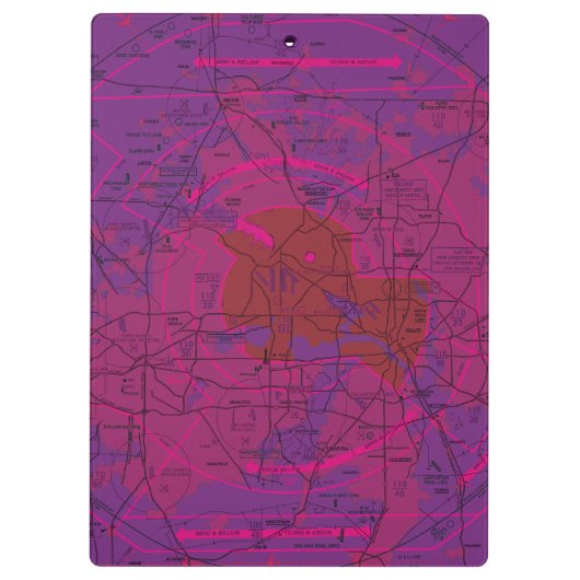 Dallas Ft. Worth Flyway Chart Klembord (Achterkant)