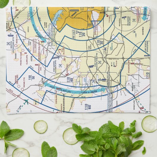 Dallas Ft. Worth Flyway Chart Theedoek (Gevouwen)