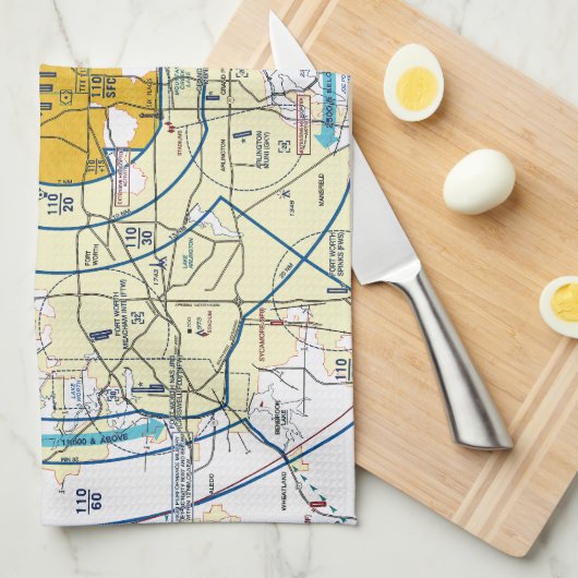 Dallas Ft. Worth Flyway Chart Theedoek (Quarter Fold)