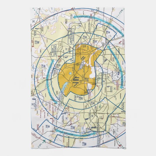 Dallas Ft. Worth Flyway Chart Theedoek (Verticaal)