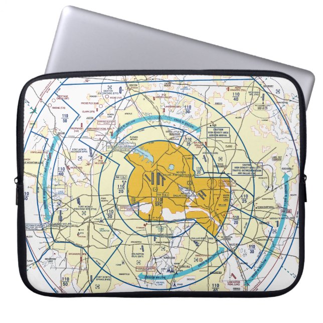 Dallas - Ft. Worth Flyway Grafiek Laptop Sleeve (Voorkant)