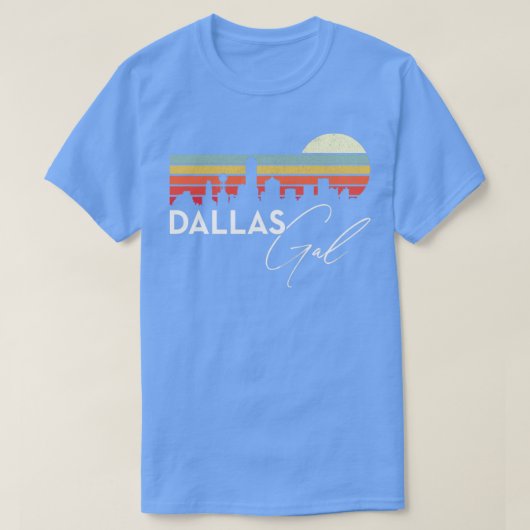 Dallas Gal Retro Sunset City Skyline Souvenir T-shirt (Design voorkant)