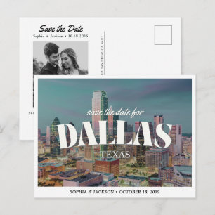Dallas Huwelijk Save the Date Retro Silhouet Briefkaart