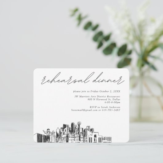 Dallas Huwelijksrepetitie Uitnodigingsbijlage Kaar Informatiekaartje (Staand voorkant)