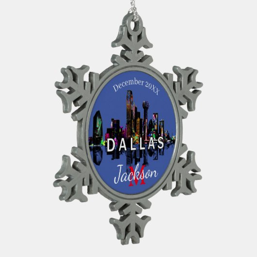 Dallas in graffiti tin sneeuwvlok ornament (Links)