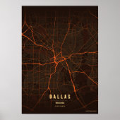 Dallas Kaart Print Hittegolf Texas Poster Muurkuns (Voorkant)