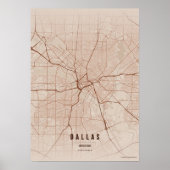 Dallas Kaart Print Koper Texas Poster Muurkunst (Voorkant)