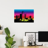 Dallas Kleur Skyline Poster (Thuiskantoor)