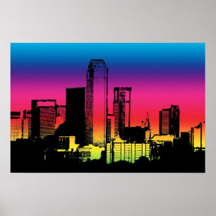 Dallas Kleur Skyline Poster