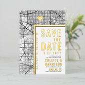 Dallas Love Locator | Bruiloft Bewaar de datum Folie Uitnodiging (Staand Voorkant)