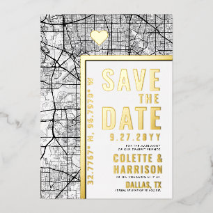 Dallas Love Locator Trouw Save the Date Folie Uitnodiging