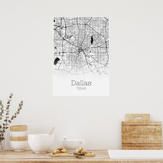 Dallas Map - Texas - City Map Poster (Keuken)