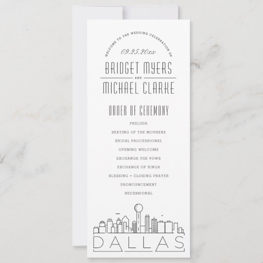 Dallas | Modern Deco huwelijksprogramma Kaart (Voorkant)