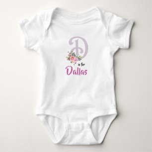 Dallas Naam Baby Outfit Letter D Romper Floral