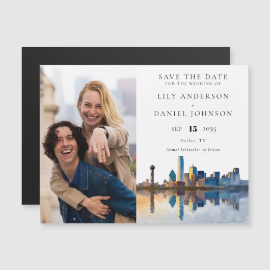 Dallas Photo Wedding Save The Date Magnetische Uitnodiging (Voorkant / Achterkant)