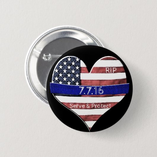 Dallas Police Memorial Ronde Button 5,7 Cm (Voorkant /achterkant)