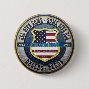 Dallas Police Thin Blue Line Memorial Ronde Button 5,7 Cm