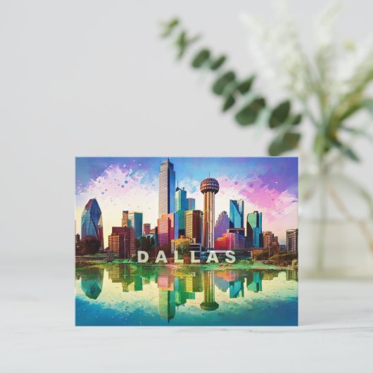 Dallas Postcard – Iconic Skyline Briefkaart (Staand voorkant)