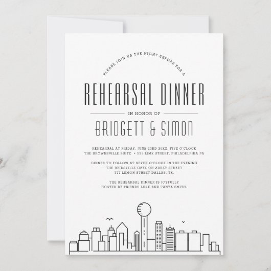 Dallas repetitie diner | City Skyline Kaart (Voorkant)