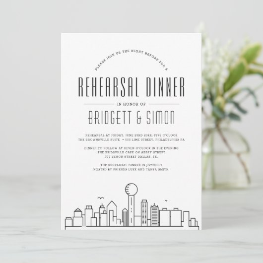 Dallas repetitie diner | City Skyline Kaart (Staand voorkant)