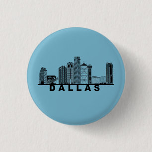 Dallas Silhouet van de Skyline Ronde Button 3,2 Cm