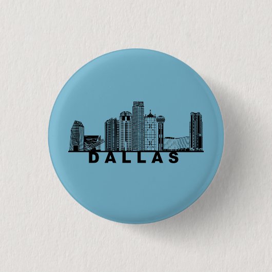 Dallas Silhouet van de Skyline Ronde Button 3,2 Cm (Voorkant)