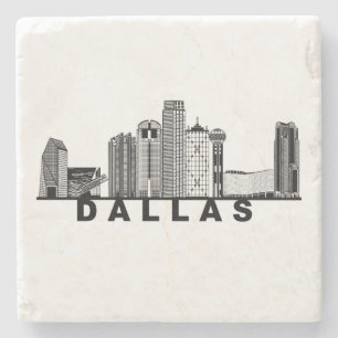 Dallas Silhouet van de Skyline  Stenen Onderzetter