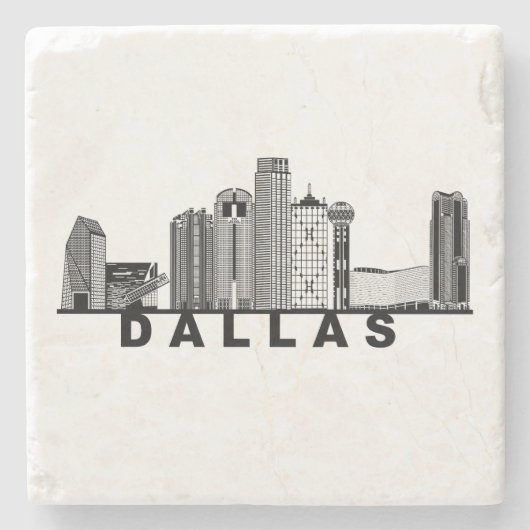 Dallas Silhouet van de Skyline Stenen Onderzetter (Voorkant)