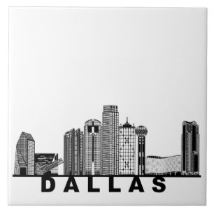 Dallas Silhouet van de Skyline  Tegeltje
