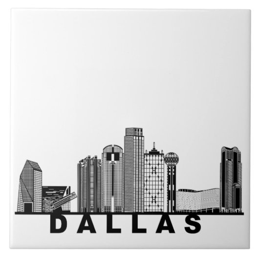 Dallas Silhouet van de Skyline Tegeltje (Voorkant)