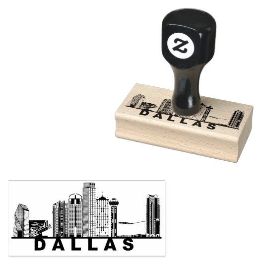 Dallas Silhouet van de Stad Rubberstempel (Gestempeld)