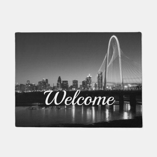 Dallas Silhouette Dageraad Grijs Welkom Deurmat (Voorkant)